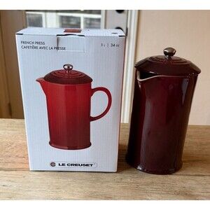 Le Creuset Stoneware 34oz 1 Liter French Press Rhone Garnet EW